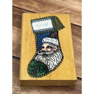 INKADINKADO 6797-P SANTA STOCKING WOOD RUBBER STAMP CHRISTMAS BY DYKSTRA PIERSON